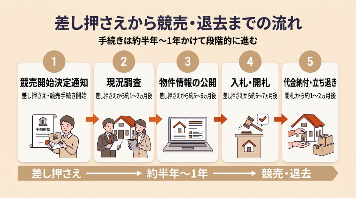 差し押さえから競売・退去までの具体的なスケジュール